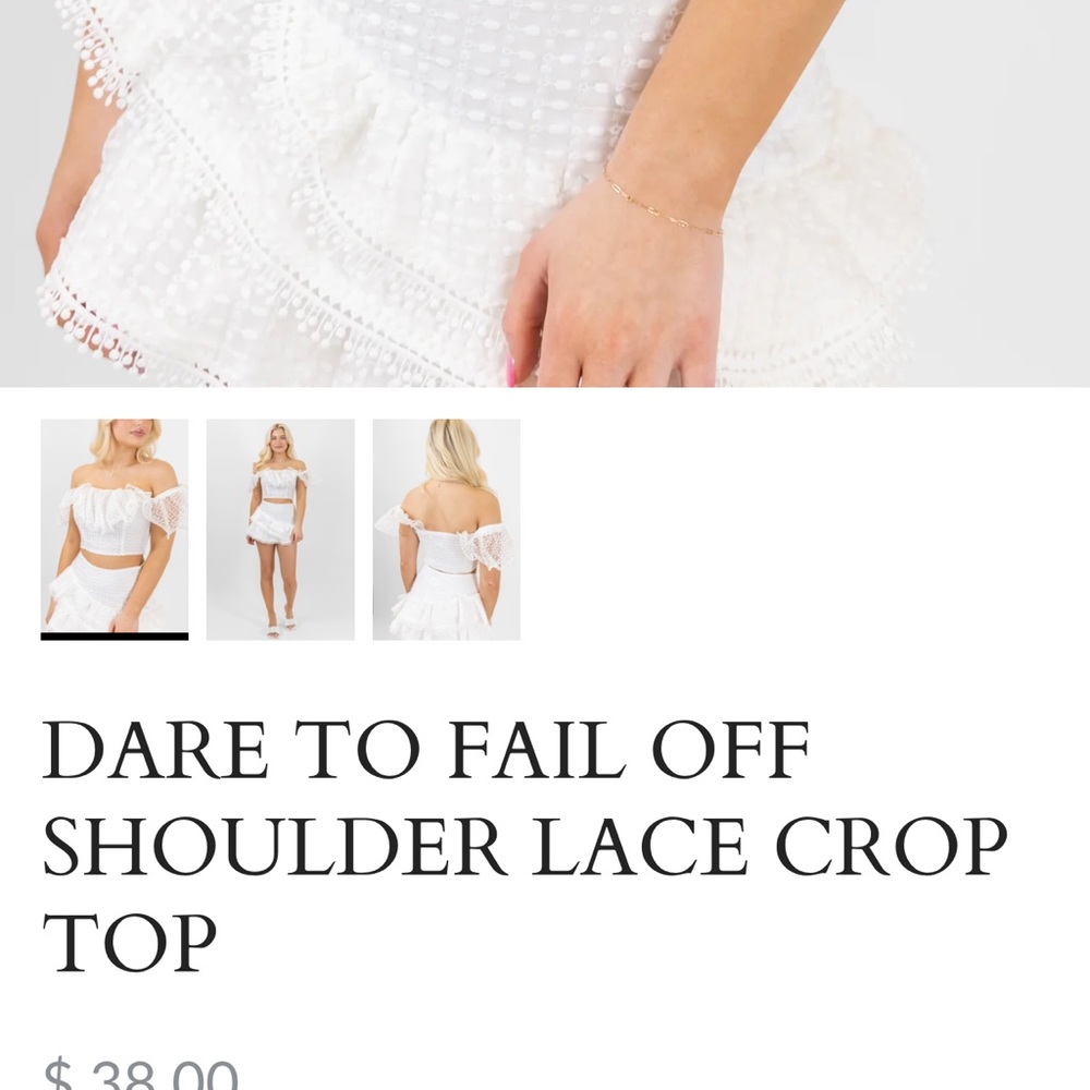Blu Spero: “Dare To Fail Off Shoulder Lace Crop Top” - Picture 4 of 9